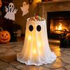 Trick or Treat Candy Holder Lighted Halloween Ghost Bowl Stand, Height Adjustable Large with Outdoor Yard Spooky Decor LED Light for Treat,