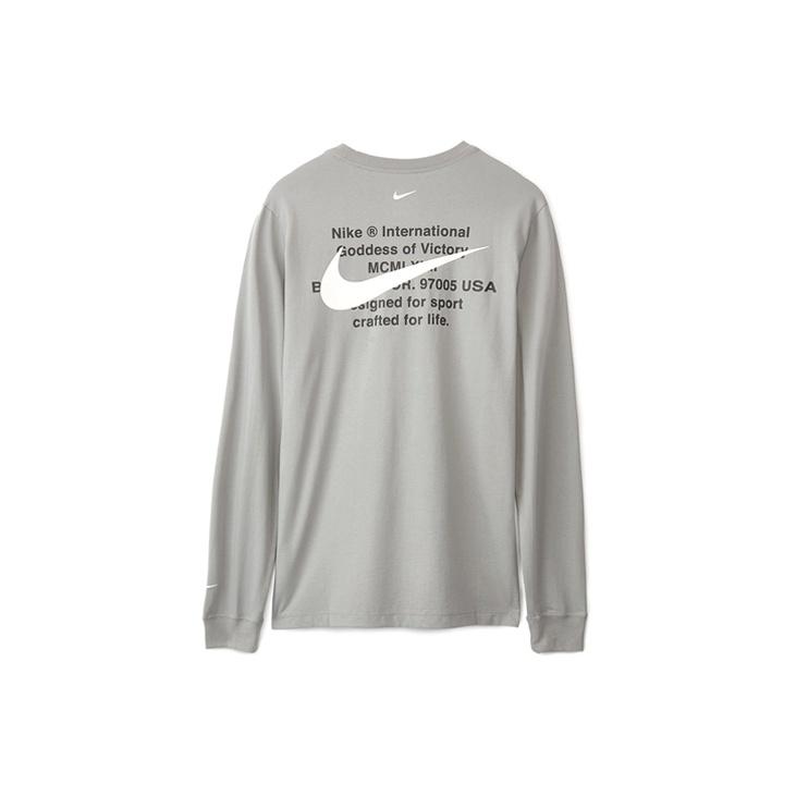 Nike Спортивная футболка с длинным рукавом Swoosh, мужские топы американского издания, серая CK2259-073