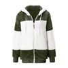 Women's Fashion Color Block Loose Long Sleeve Coat Hooded Plush Zip Jacket