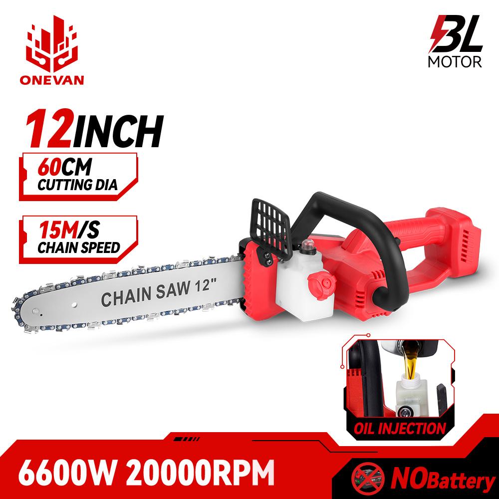 ONEVAN 12-дюймовая бесщеточная электрическая цепная пила аккумуляторная 6600 Вт аккумуляторная пила садовые электроинструменты для Makita 18 В аккумулятор