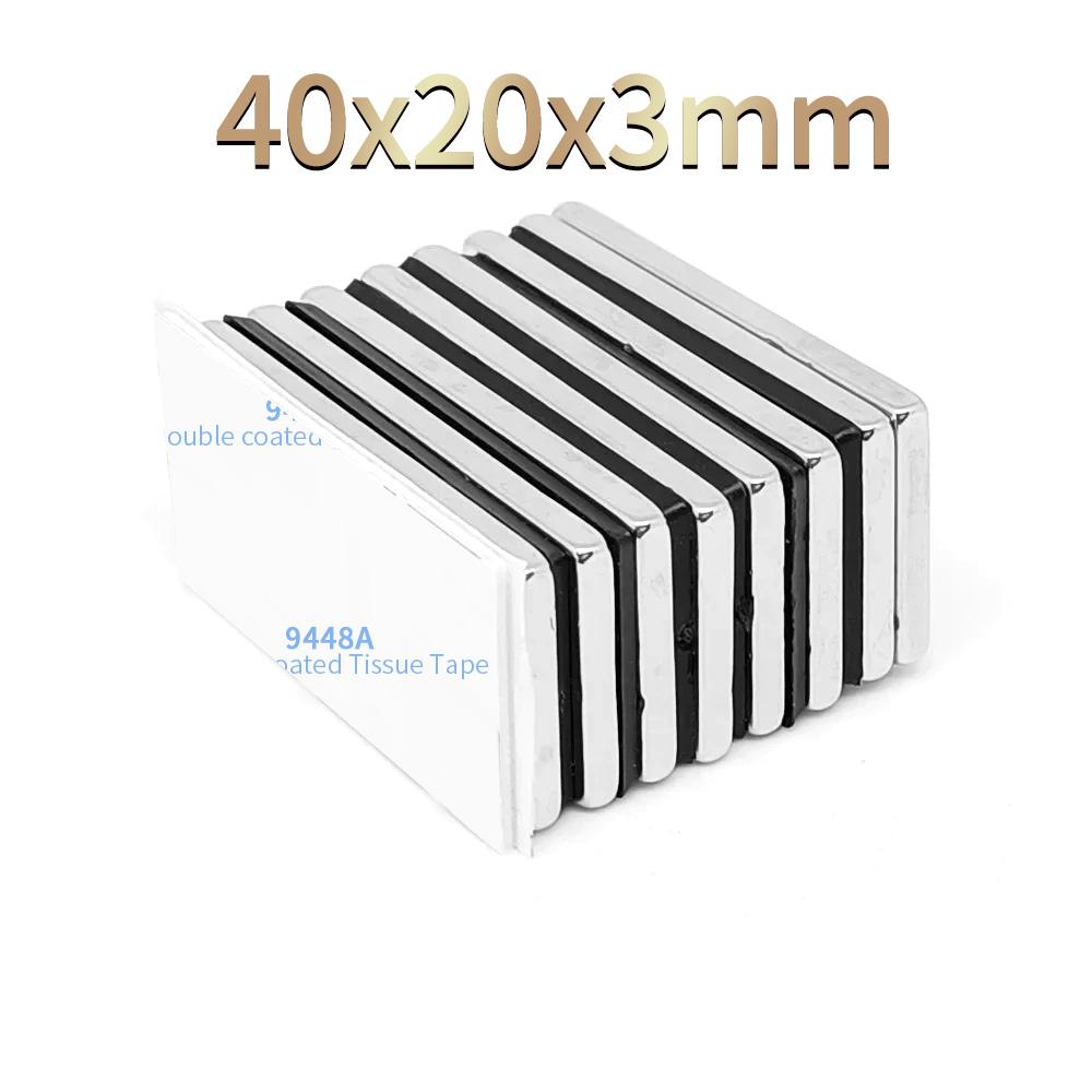2/5/10/15/20 шт 40x20x3 мм блок поисковый магнит с 3M самоклеящийся 40*20*3 квадратный сильный неодимовый магнит 40x20x3