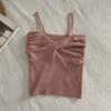 Summer Korean Style Solid Color Inner Chest Wrapped New Style Slimming Navel Exposed Versatile Slim Knitted Camisole Women's Trendy