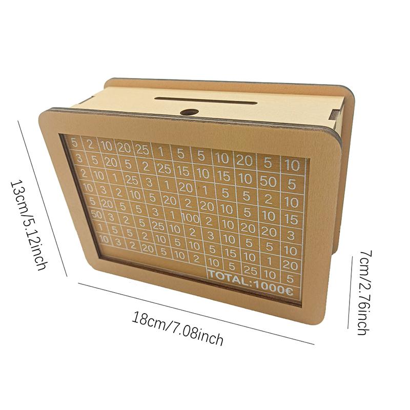 Копилка деревянная копилка 1000/2000/3000 евро с копилкой многоразового использования с целью сбережения и числами