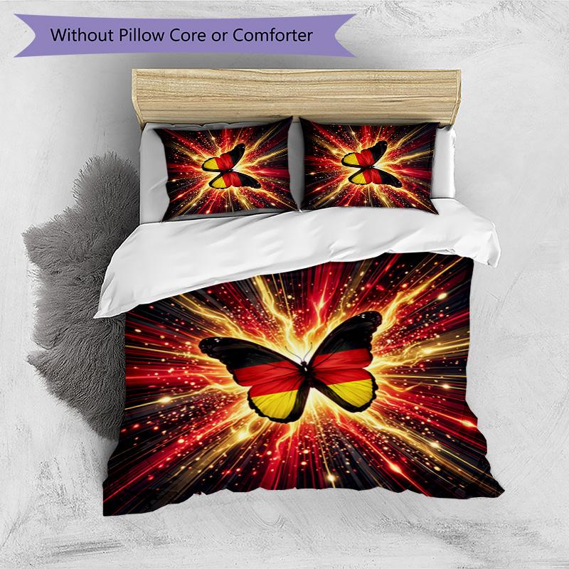 Belgium Football Printed Bedding 3 Piece Set Cozy Breathable Bed Cover Set as Housewarming Holiday Gift