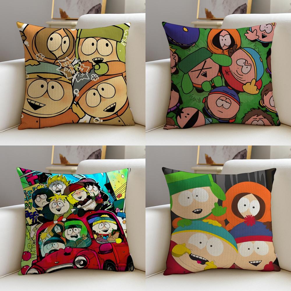 Satirical SSouth ParkS Cushion Cover Breathable and skinfriendly linen pillowcase square removable and washable cushion