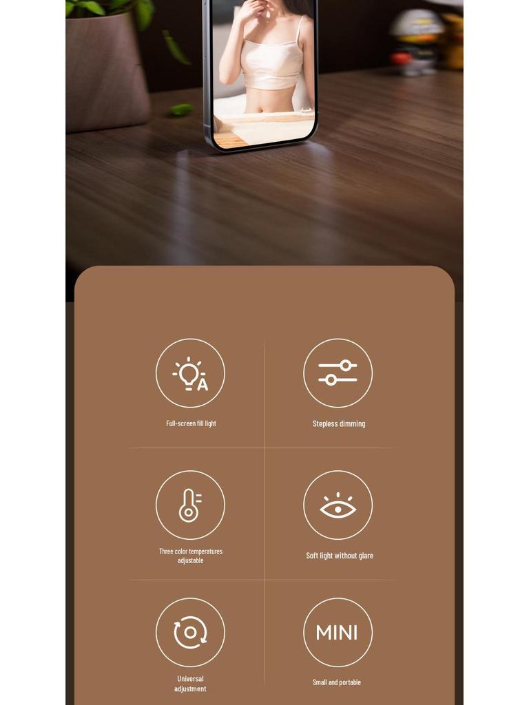 Светодиодный карманный фонарик: Трехцветная лампа для селфи и фотосъемки