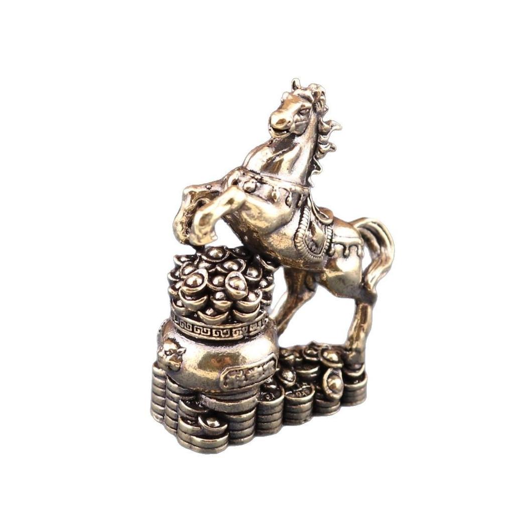 Brass Horse Stepping Treasure Pot Retro Home Decoration Ornament