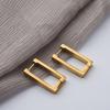 Stainless Steel Gold Color Square Hoop Earrings for Women Punk Hip-Hop Metal Geometric Earrings Trend 2024 Fashiom Zircon Party