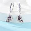 Fashion Luminous Firefly Earrings 925 Silver Purple Butterfly Wave Fishtail Pendant Earrings Fine Party Jewelry Gifts