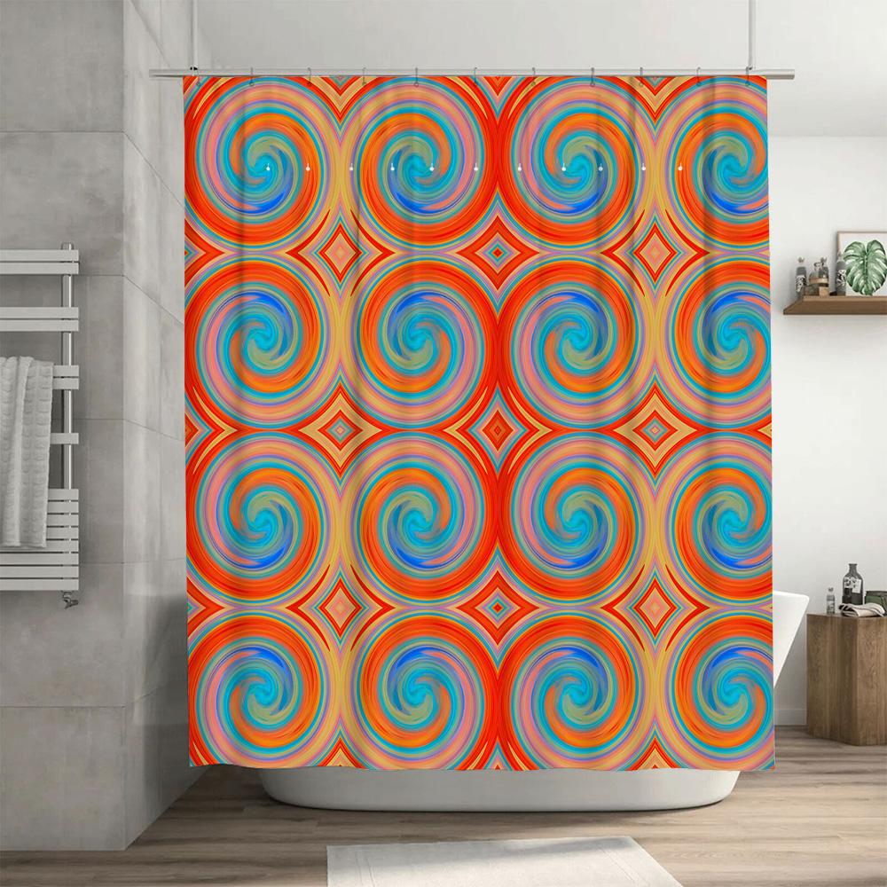 Colorful Bath Curtains Shower Curtain Fabric Polyester Waterproof Bathroom Decor Wall Hanging Blue Orange Red Abstract Print Mod