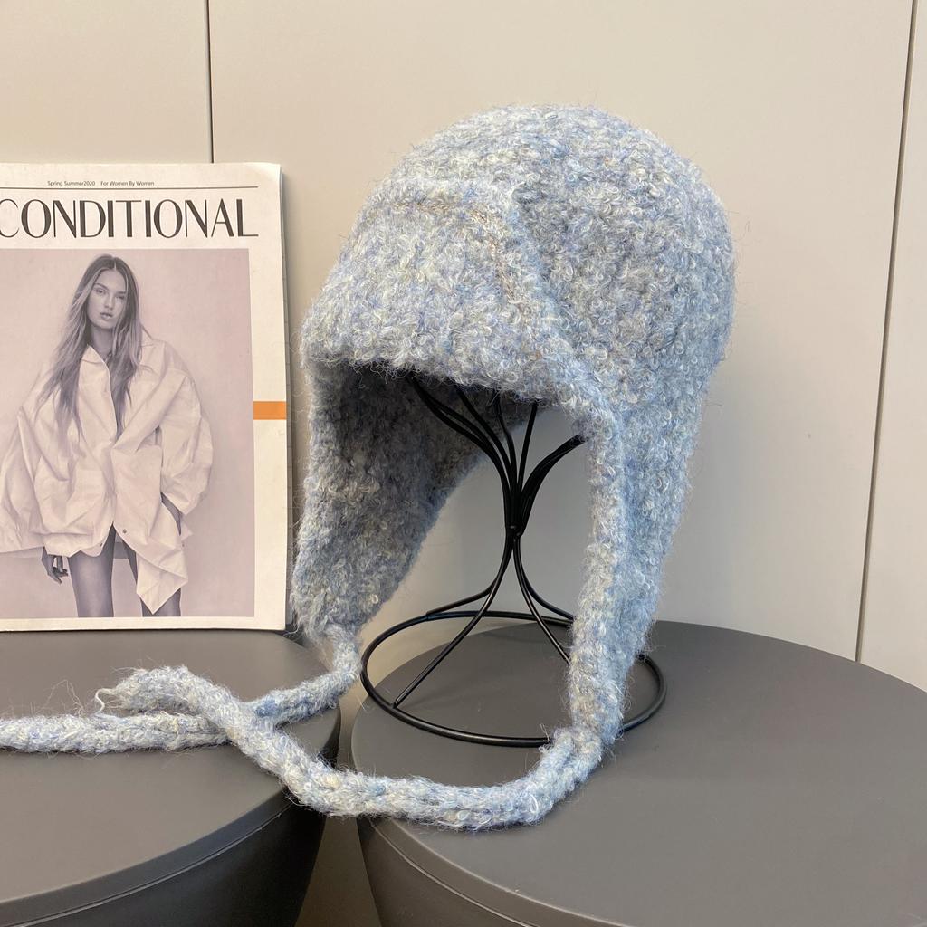 Winter Atmosphere Knitted Wool Hat Women Autumn and Winter Warm Cycling Ear Protection Flying Hat Skiing