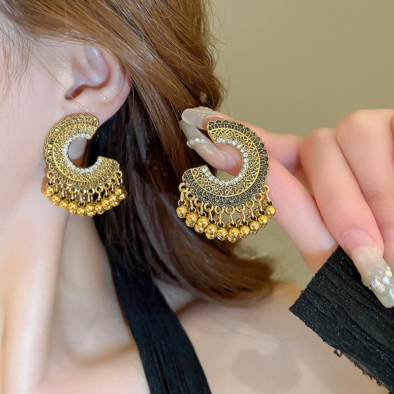 Этнические геометрические серьги-капли с кисточками: Ретро-дизайн с нишевым темпераментом и высококлассным ощущением в национальном стиле