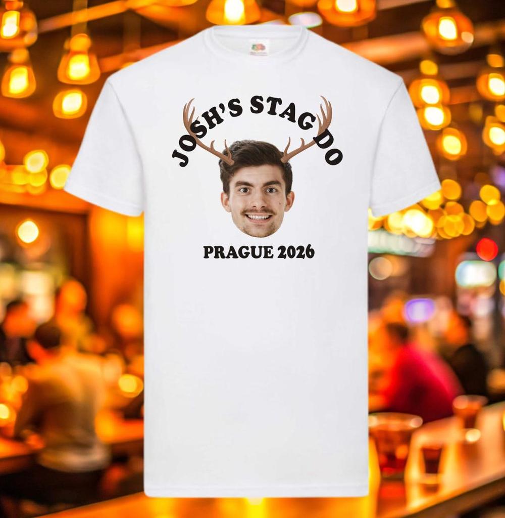 Groom's Face Stag Do T-Shirts. Custom Printed Personalised Photo Tops