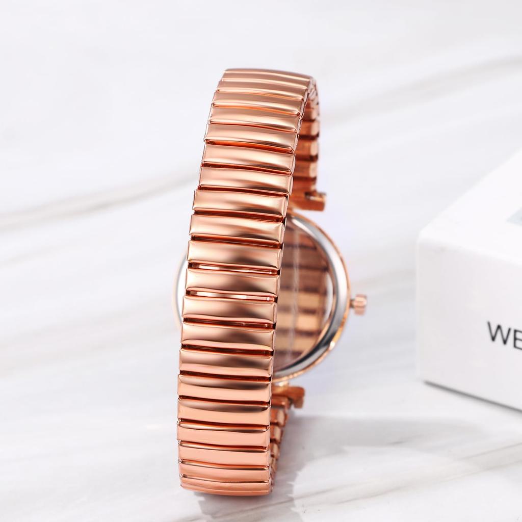 Часы Симпатичные розовое золото Популярные Стильные часы свободного размера с ремешком из нержавеющей стали с аналоговым дисплеем Модные аксессуары День рождения Годовщина Рождество