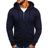 Men S Solid Color Zip Up Hooded Long Sleeve Cardigan Sweatshirt