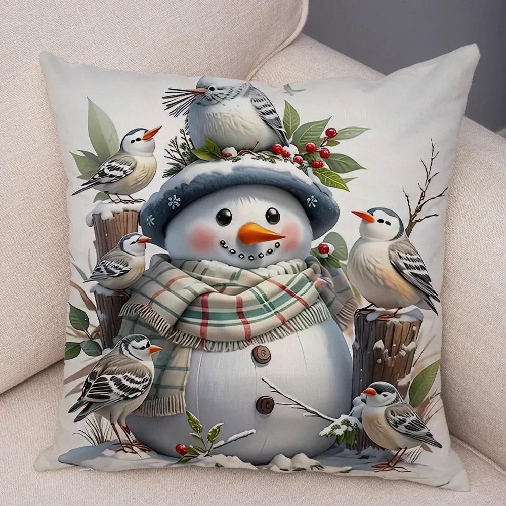 1 наволочка для украшения рождественской вечеринки с принтом зимнего снеговика, набор подушек для украшения комнаты, подарок на Рождество