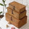 Seaweed Storage Basket with Lid Handmade Woven Storage Finishing Box Closet Organizer Sundry Bath Cosmetic Towel Container