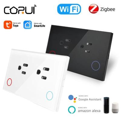 Corui Tuya Wi-Fi Zigbee Smart Touch Plug Switch Панель розеток Us 15a Приложение Smart Life Alexa Google Home Голосовое управление Требуется нейтраль