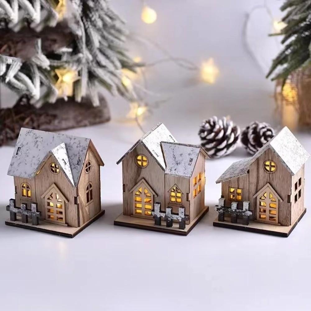 Винтажный DIY Рождественский Деревянный Дом Светящийся Замок Мини Рождественский Светодиодный Свет Рождественские Украшения Декор Дома