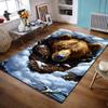 Brown Bear In Snowy Den Non-slip Rug Suitable for Living Room and Bedroom Sofas