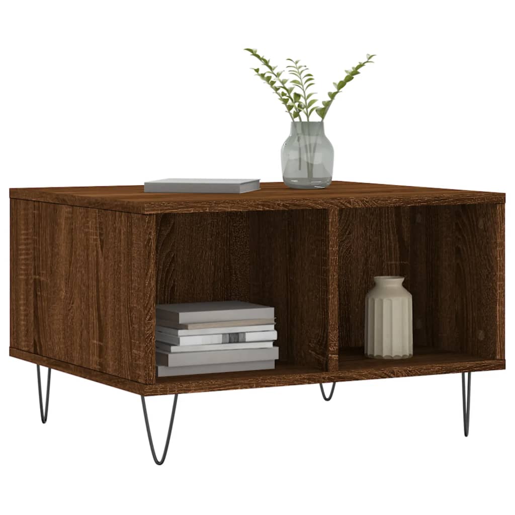 Coffee Table Brown Oak Effect 60 x 50 x 36.5 cm Engineered Wood