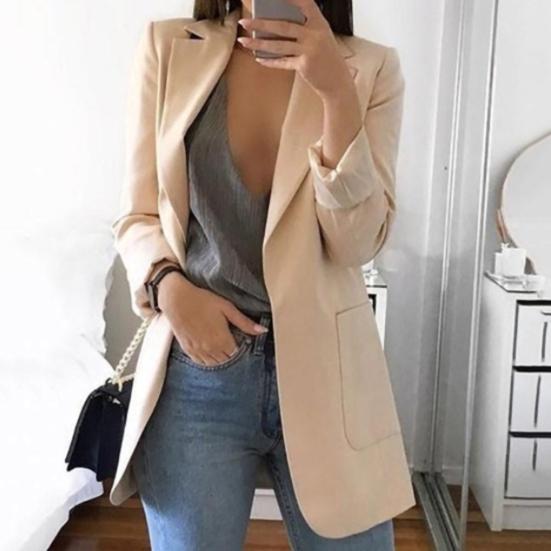 Blazer Lapel All-match Open Front Stylish Women Suit for Daily Life
