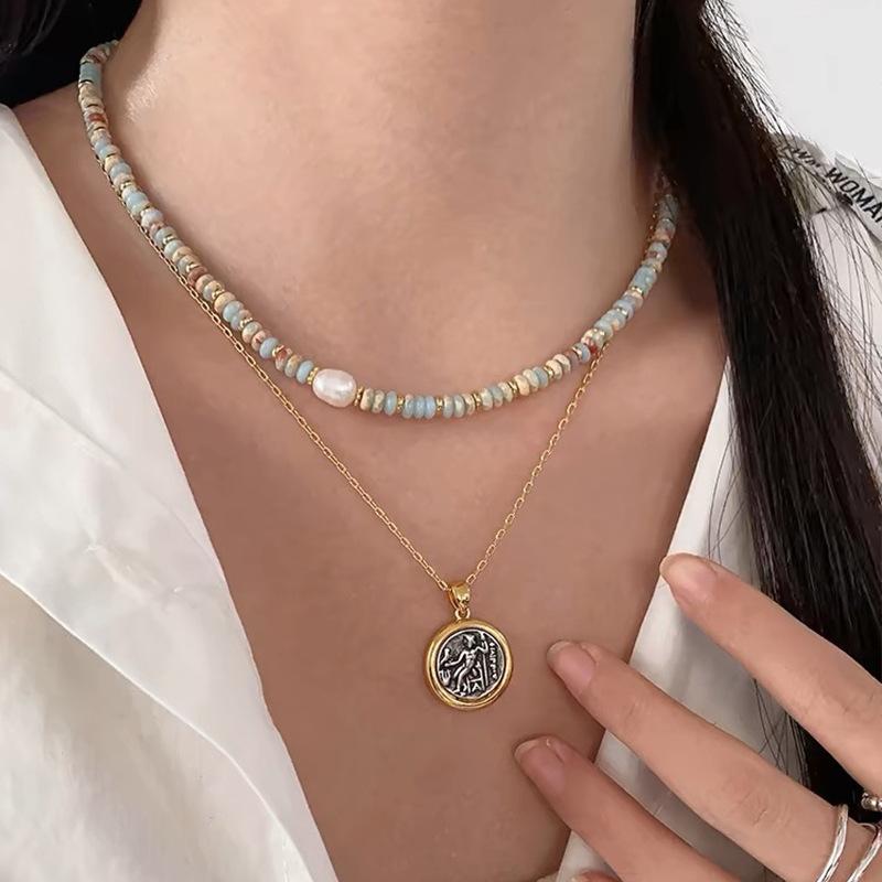 Ожерелье из камня Шоушань, цепочка на ключицу из натуральной змеиной кожи с бусинами, простая литературная и ретро-цепочка на шею из пресноводного жемчуга высокого класса