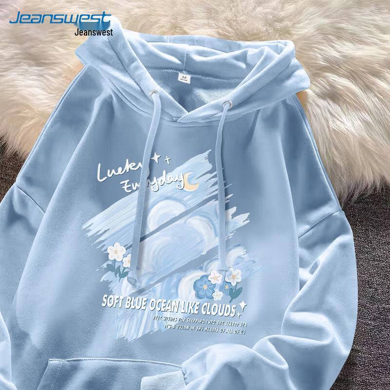 Толстовка с капюшоном оверсайз в американском стиле с принтом Jeanswest