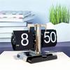 Auto Flip Down Clock with Storage Drawer Vintage Style Balance Mechanical Desk Clock for Living Room