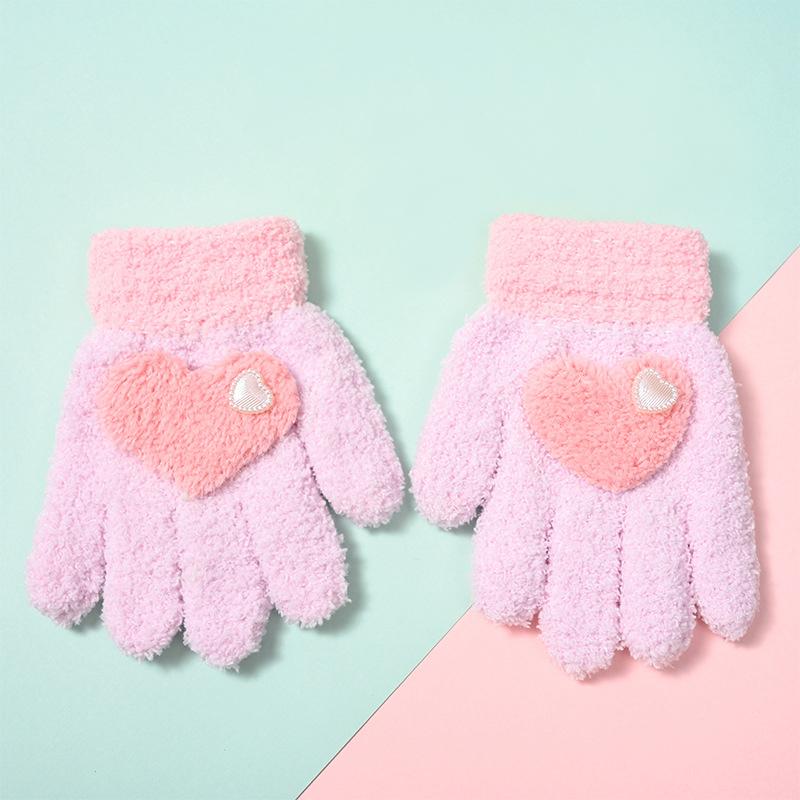 Детские перчатки, плюшевые перчатки для мальчиков и девочек, детские перчатки с украшением в форме сердца из мультфильма