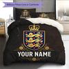 Custom Name England national team Pattern Bedding Quilt Set  Home Decoration  Gift (1 * duvet cover + 2 * pillowcase  without core)