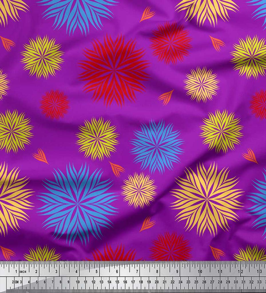 Soimoi Зеленая японская креп-сатиновая ткань с художественным цветочным принтом, ткань по метрам 42 дюйма