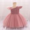 Baby Sequin Bow Dresses for Girl Christmas Fly Sleeves Wedding Party Princess Dress Kids Inafnt 1st Birthday Formal Gala Costume