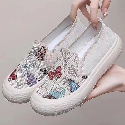 Новые старые пекинские тканевые туфли мягкая подошва ленивые педали модные повседневные тканевые туфли удобные парусиновые туфли универсальные и дышащие