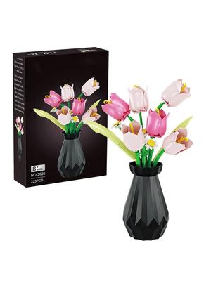Цветы Модель Строительные Блоки Набор Букет Кирпичи Дети DIY Игрушки Домашний Декор Подарок на День Святого Валентина Взрослых Для Девочек 233 ШТ. Тюльпаны