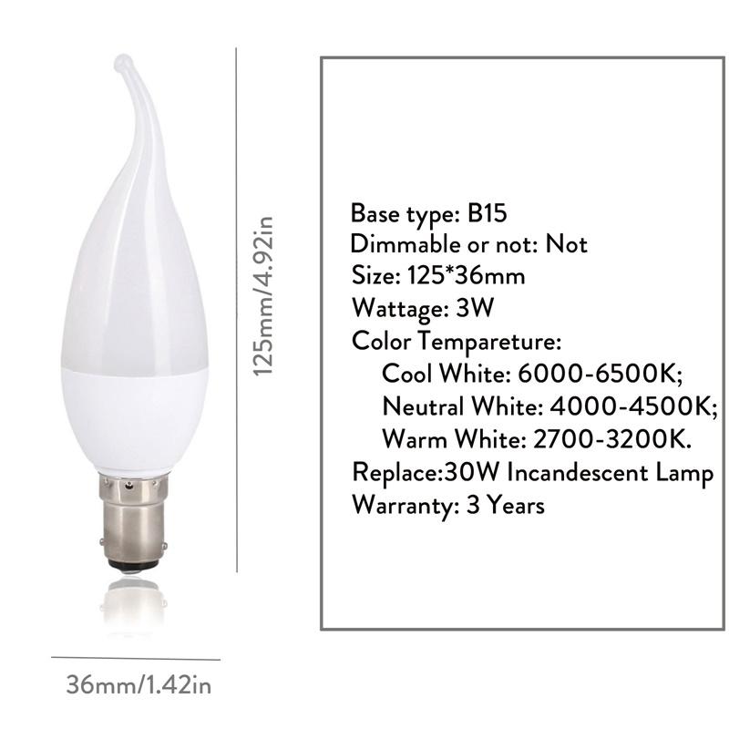 3 Вт Светодиодная лампа-пламя E12 E14 B22 E26 E27 Лампа-свеча для гостиной 220 В Декоративное освещение для дома 3000K/4500K/6500K Белое освещение