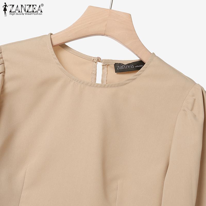 ZANZEA Женские кроп-топы с длинным рукавом и брюки с широкими штанинами, повседневный костюм-двойка