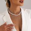 Ювелирные изделия Искусственный жемчуг Бахрома Цепочка для свитера Дизайн Чувство Двухслойное Ретро Ожерелье Женское Простое Ожерелье