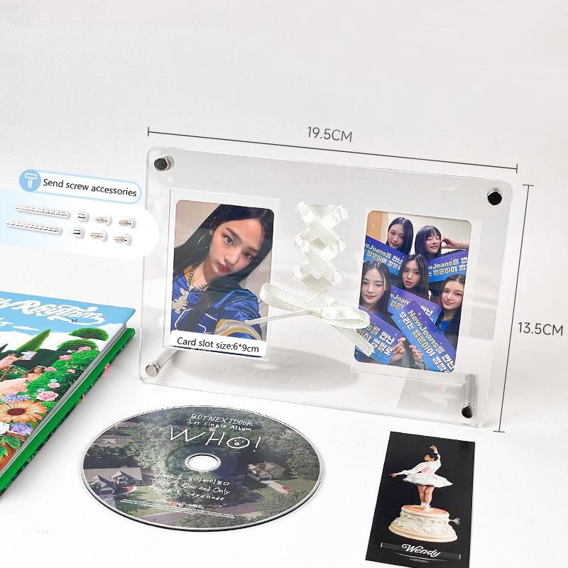Подставка для фотографий на компакт-дисках, прозрачная акриловая фоторамка, держатель для фотокарточек, протектор для открыток-идолов, декор комнаты