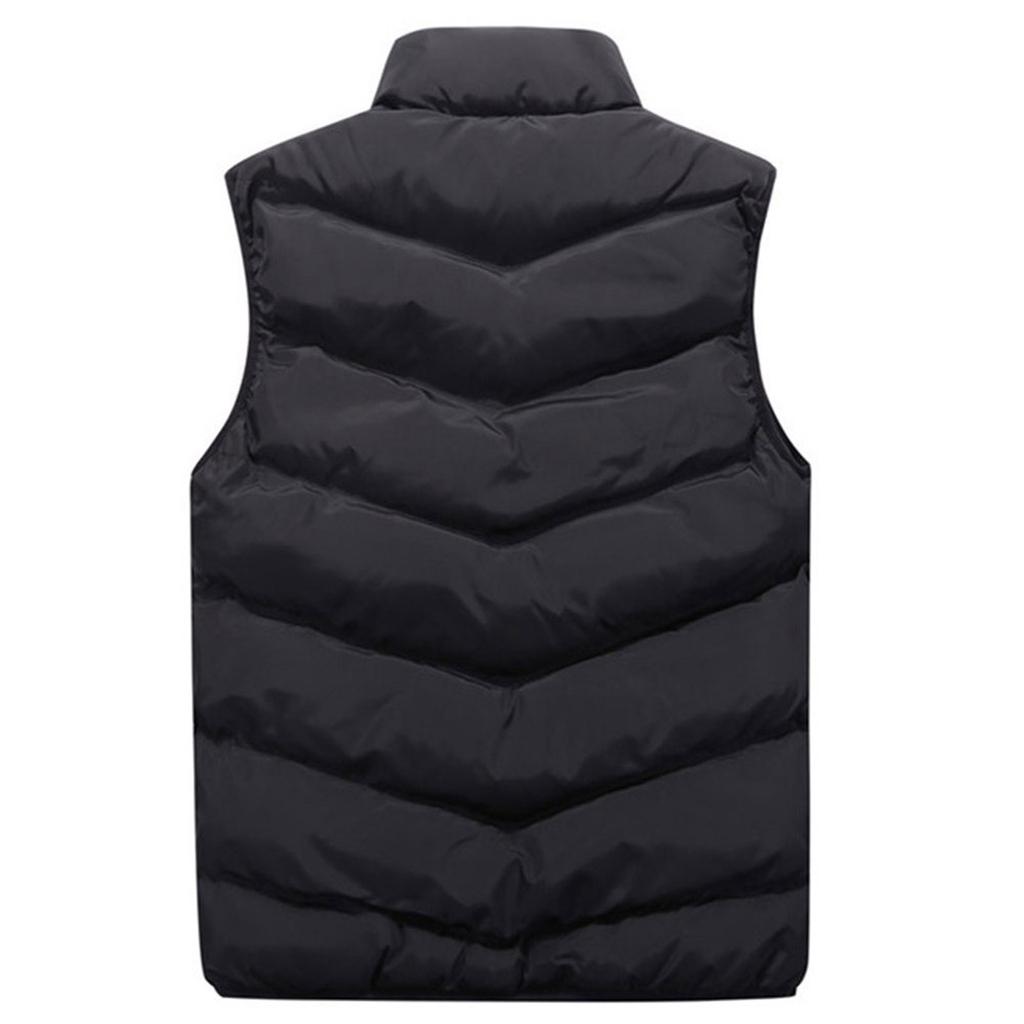 Men Autumn Winter Fashion Stand Collar Color Waistcoat Vest Jacket Top Coat