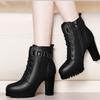 Women Boots Trend Comfortable Lace Up Solid Ankle Boots Fashion Outdoor Luxury High Heels Shoes