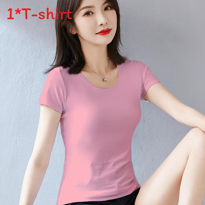 T Shirt For Women Casual Short Sleeve Cotton Splicing Top For Spring Wear