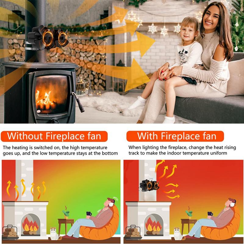 Вентилятор для дровяной печи 12 лопастей Вентиляторы для печи Работающие от тепла Вентилятор для печи с питанием от тепла Черный Вентиляторы для камина с питанием от тепла Вентиляторы для варочной панели SF707T Вентиляторы для камина