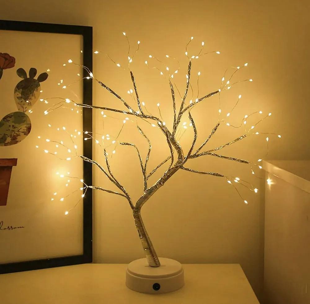 Светодиодная светящаяся искусственная подсветка дерева для осеннего стола на День благодарения, домашнее украшение интерьера