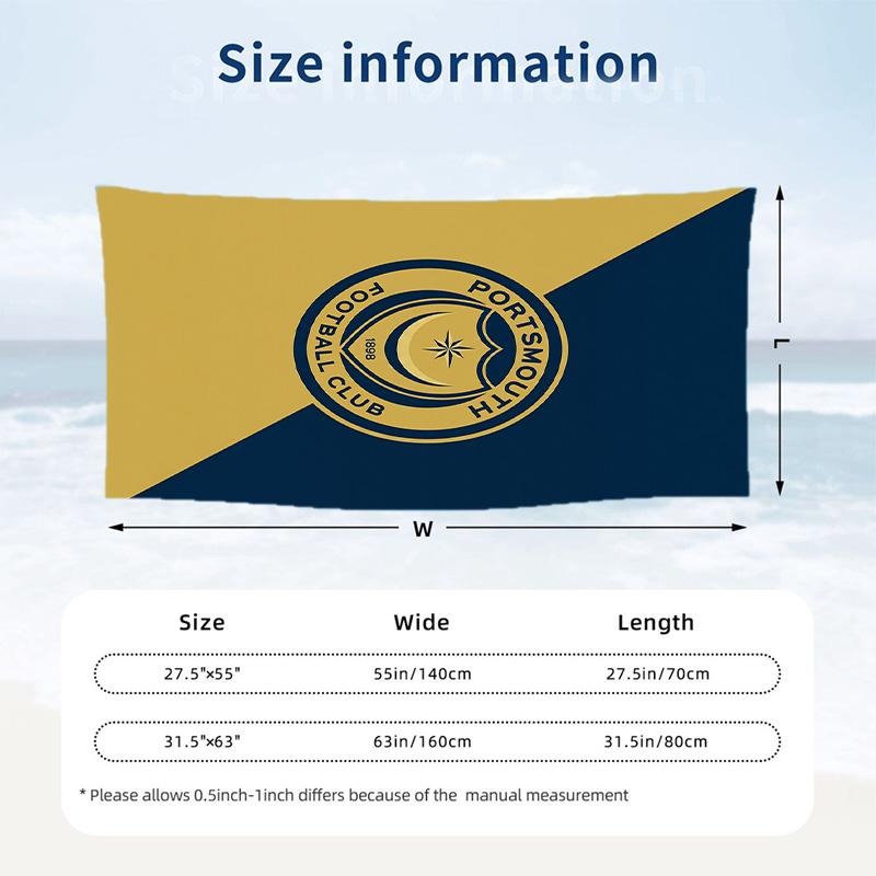 Portsmouth FC print Quick Dry Beach Towel Microfiber Absorbent Portable Travel Swimming Towel