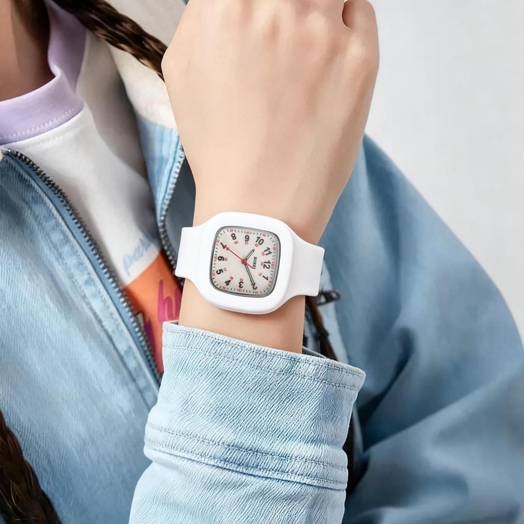 BUREI Аналоговые кварцевые часы с водонепроницаемым светящимся дисплеем и квадратным корпусом. Популярные и стильные часы для медсестер и медицинского персонала. Отличный подарок для медсестер. Женские.