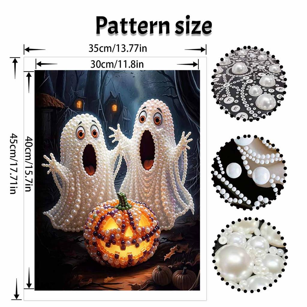 Halloween pearl painting art full pearl ghost and pumpkin handmade diy home decorations