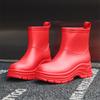 Korean Women's Waterproof, Non-Slip Rain Boots with Warm Cotton Lining & Thick Soles for Outdoor Camping