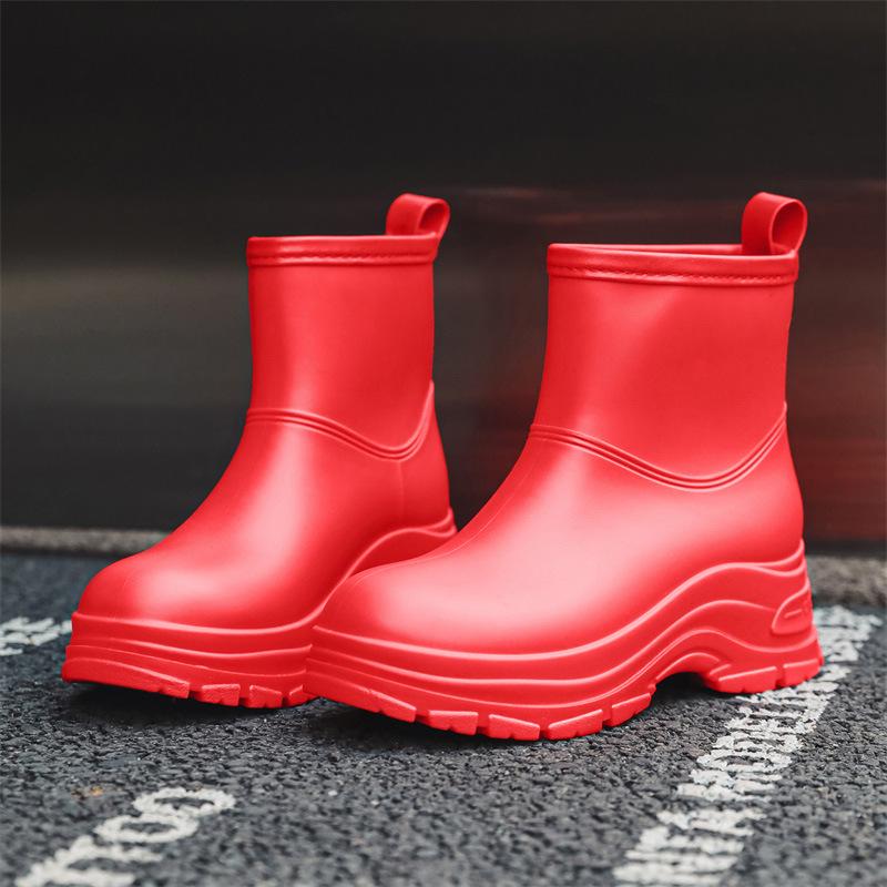 Korean Women's Waterproof, Non-Slip Rain Boots with Warm Cotton Lining & Thick Soles for Outdoor Camping