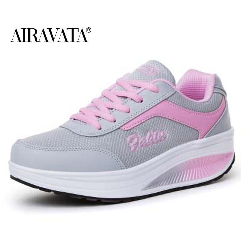 Lady Fashion Fitness Shoes Sport Breathable Shake Shoes Women Mesh Shoes Casual Platform Sneakers